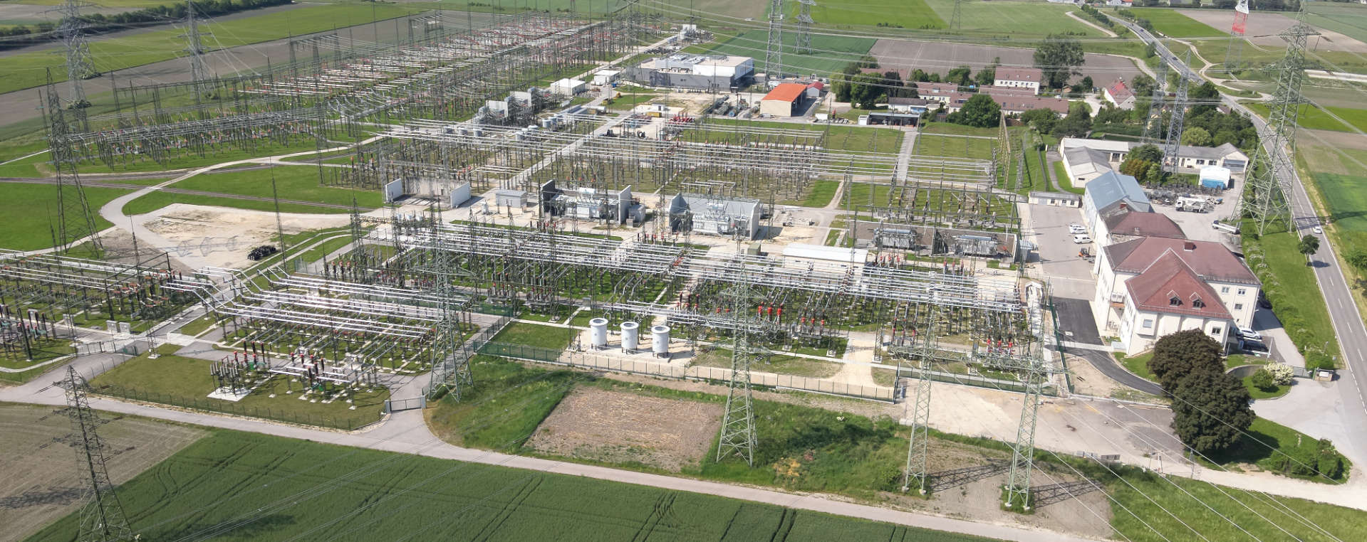 Luftaufnahme vom Umspannwerk Bisamberg