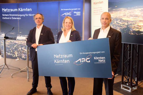 vlnr Christian Bellina (APG), Wolfgang Hafner (APG), Eva Tatschl-Unterberger (Kärnten Netz)