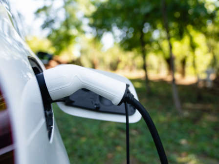 Close up of electric car inlet