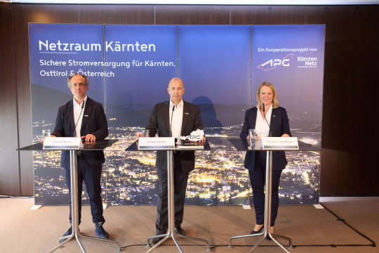 vlnr Christian Bellina (APG), Wolfgang Hafner (APG), Eva Tatschl-Unterberger (Kärnten Netz)
